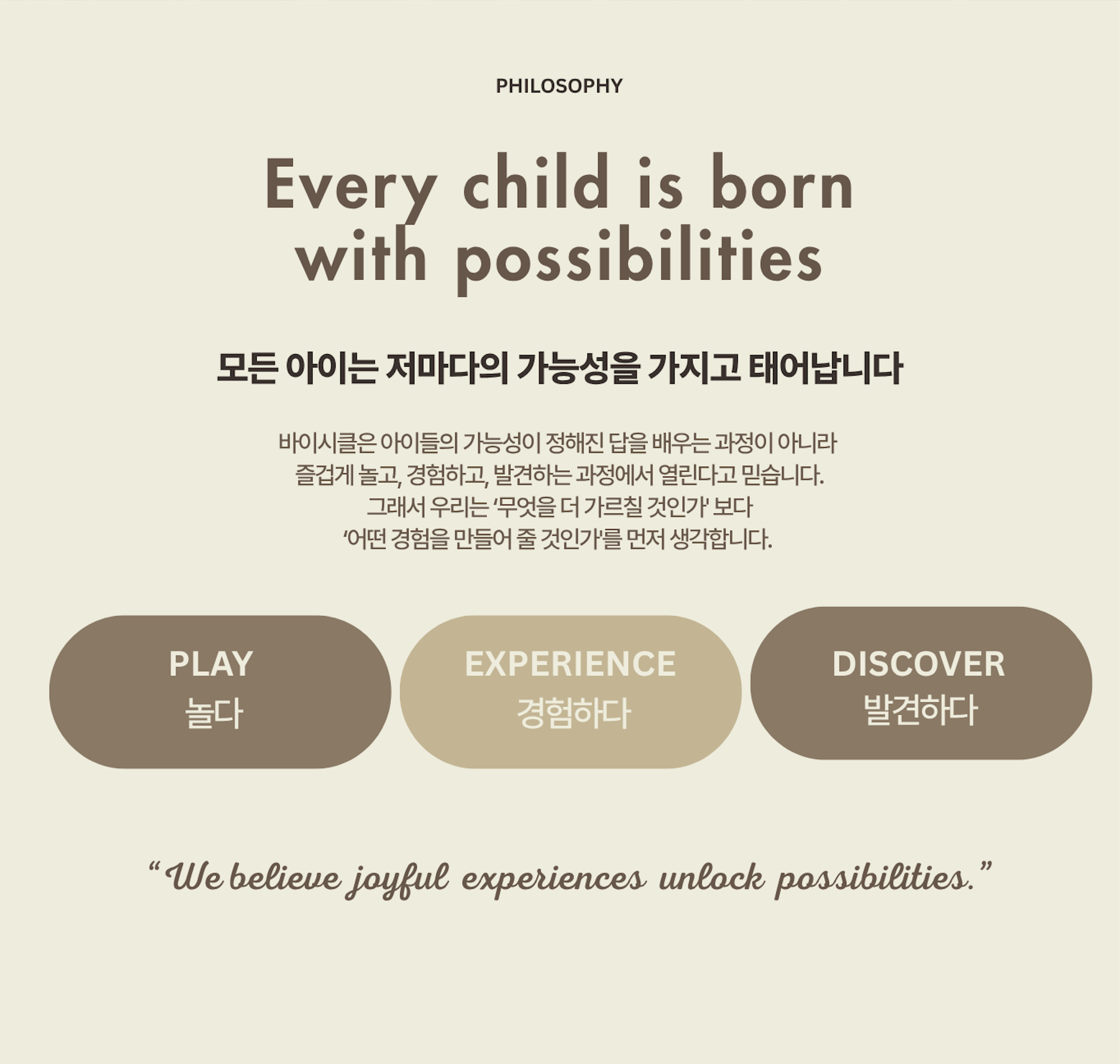 Philosophy — Every child is born with possibilities